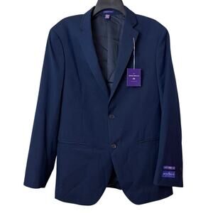 Savile Row Co Blazer Mens 40R Blue Slim Fit Stretch Single 2 Button Sport Coat